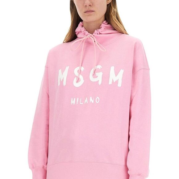MSGM Milano Logo Hoodie Women PINK Sweaters & Knitwear